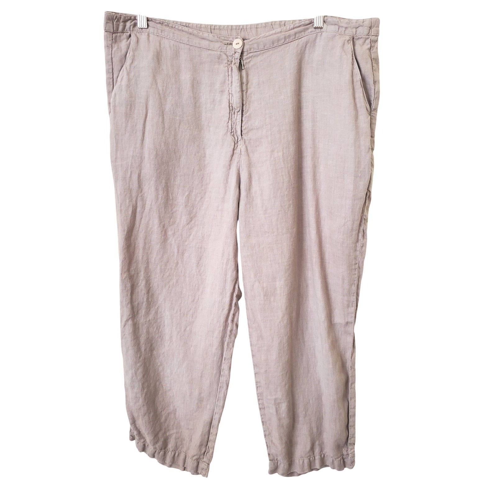 Mes Soeurs & Moi Womens 100% Linen Cropped Pants Lagenlook French Chc I